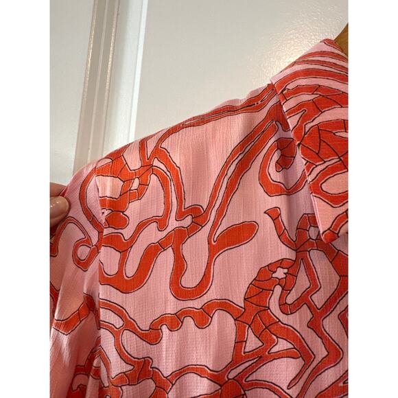 Alexis Prima Abstract Crepe Mini Shirt Dress Vermilli Red Size M - Picture 9 of 14